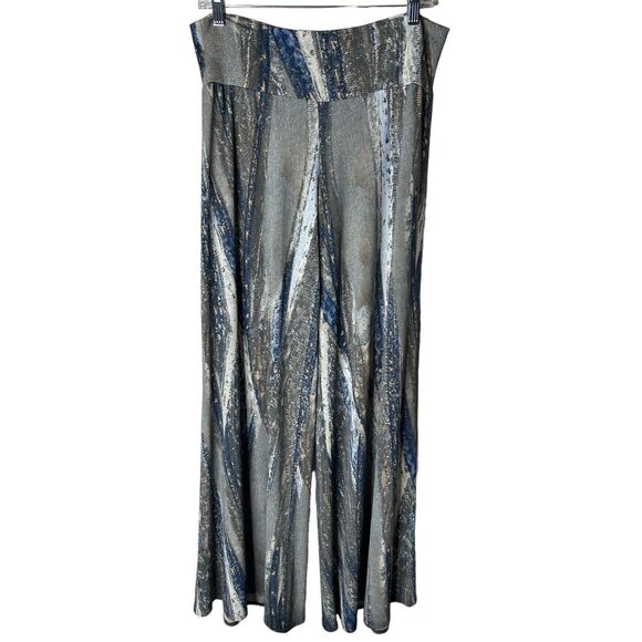 Clara Sun Woo Python Wide Leg Flare Pull On Palazzo Pants Boho Womens XL - Picture 1 of 5